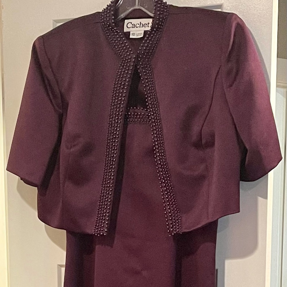 Beautiful long plum dress w/jacket